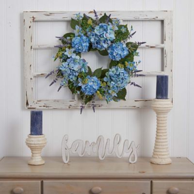 Image showing  24 in. Artificial Hydrangea Wreath, Blue