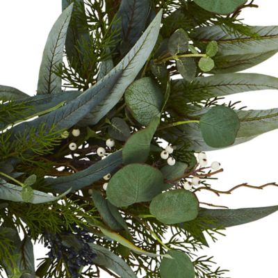 Image showing  24 in. Artificial Eucalyptus and Mixed Greens Wreath