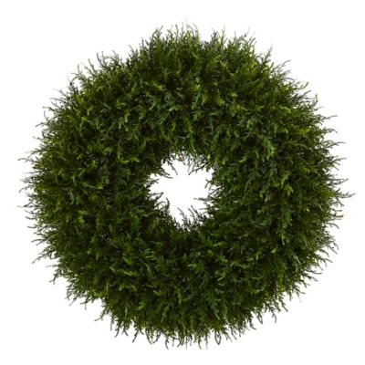 Nearly Natural 32 in. Artificial Giant Cedar Wreath