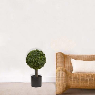 Image showing  21 in. Artificial Boxwood Ball Topiary Tree