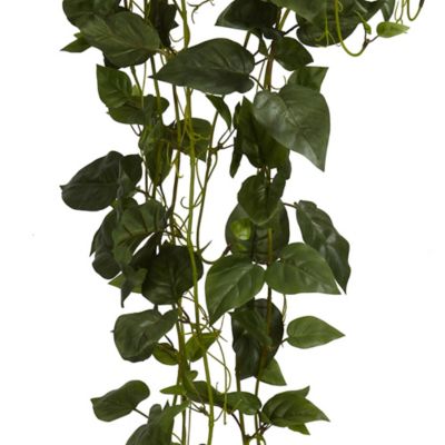 Image showing  44 in. Artificial Philodendron Silk Plant in Hanging Basket