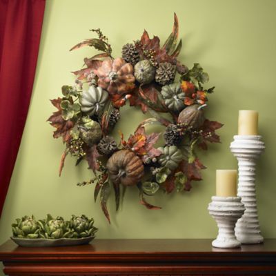 Image showing  24 in. Artificial Pumpkin & Gourd Wreath