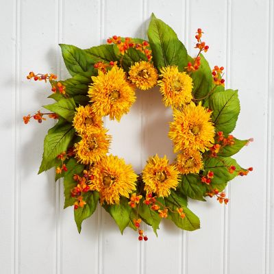 Image showing  22 in. Artificial Golden Sunflower Wreath