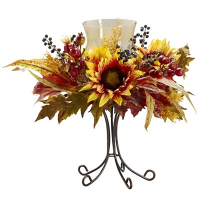 Nearly Natural 16 in. Artificial Sunflower Candelabrum