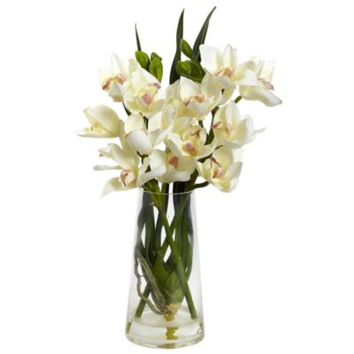 Nearly Natural 19 in. Artificial Cymbidium Orchid Plant with Vase