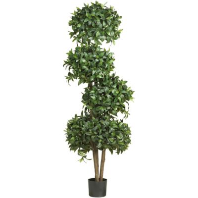 Nearly Natural 69 in. Artificial Sweet Bay Topiary Silk Tree with 4 Balls
