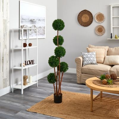 Image showing  Artificial 5 ft. Boxwood Tree, UV-Resistant, Indoor/Outdoor