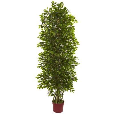 Nearly Natural Artificial 6 ft. Four Tier Mini Ficus Tree, UV-Resistant, Indoor/Outdoor