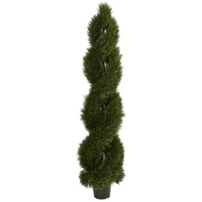 Nearly Natural 6 ft. Artificial Cypress Spiral Topiary, UV Resistant, Indoor/Outdoor