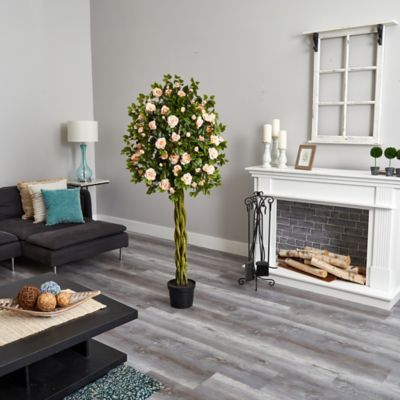 Image showing  6 ft. Artificial Rose Tree with Woven Trunk