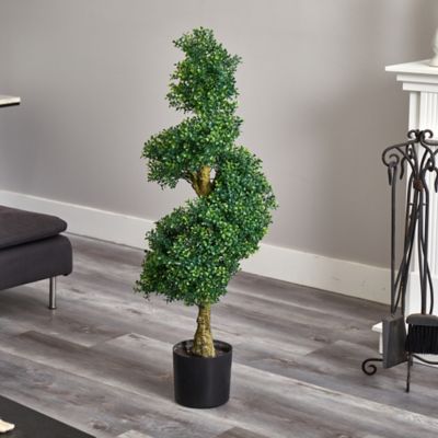 Image showing  Artificial 4 ft. Spiral Boxwood Tree, UV-Resistant, Indoor/Outdoor