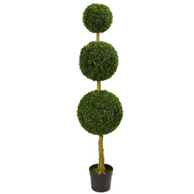 Nearly Natural 5.5 ft. Artificial Triple Ball Boxwood Topiary Tree, UV Resistant, Indoor/Outdoor