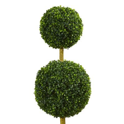 Image showing  5.5 ft. Artificial Triple Ball Boxwood Topiary Tree, UV Resistant, Indoor/Outdoor