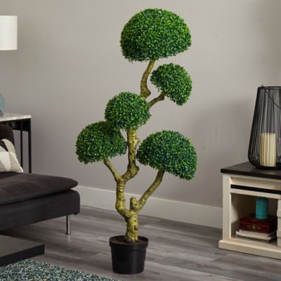 Image showing  5 ft. Artificial Five Head Boxwood Tree, UV Resistant, Indoor/Outdoor