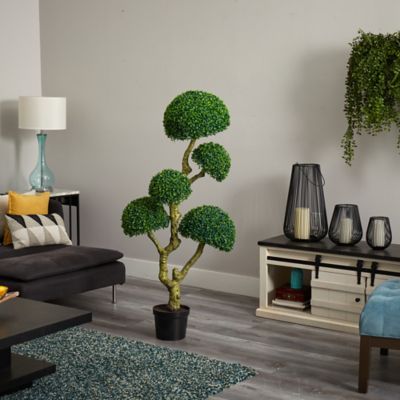 Image showing  5 ft. Artificial Five Head Boxwood Tree, UV Resistant, Indoor/Outdoor