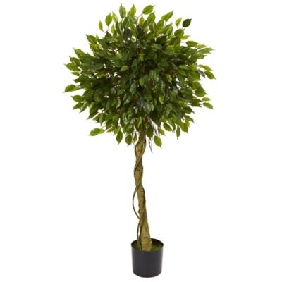 Nearly Natural Artificial 5 ft. Ficus Topiary Tree, UV-Resistant, Indoor/Outdoor