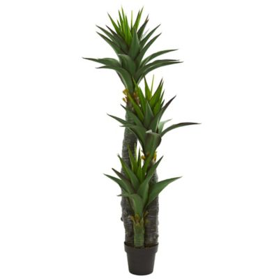 Nearly Natural 5 ft. Artificial Decorative Yucca Tree in Black Planter