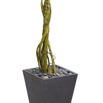 Image showing  6 ft. Artificial Ficus Tree in Slate Planter, UV Resistant, Indoor/Outdoor