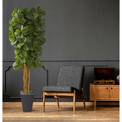 Image showing  7.5 ft. Artificial Fiddle Leaf Tree in Slate Planter