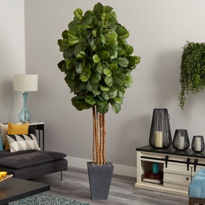 Image showing  7.5 ft. Artificial Fiddle Leaf Tree in Slate Planter