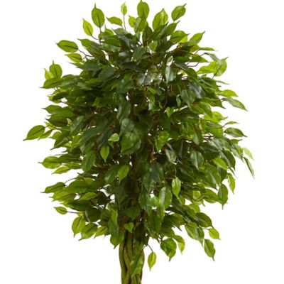 Image showing  5 ft. Artificial Braided Ficus Tree in Slate Planter, UV Resistant, Indoor/Outdoor