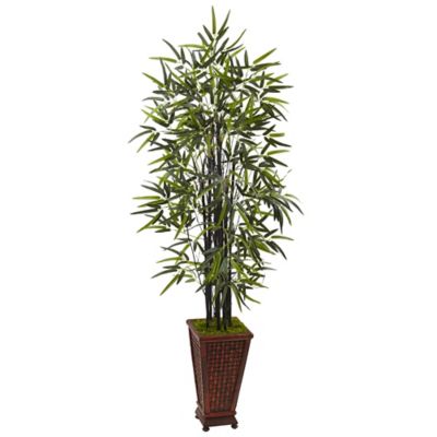 Nearly Natural 5.5 ft. Artificial Black Bamboo Tree in Decorative Planter