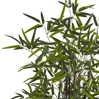 Image showing  5 ft. Artificial Black Bamboo Tree in White Oval Planter