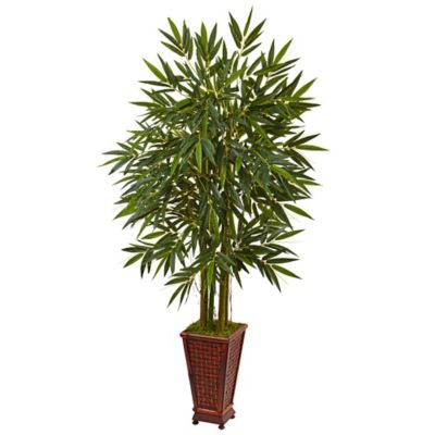 Nearly Natural 5.5 ft. Artificial Bamboo Tree in Decorative Wood Planter