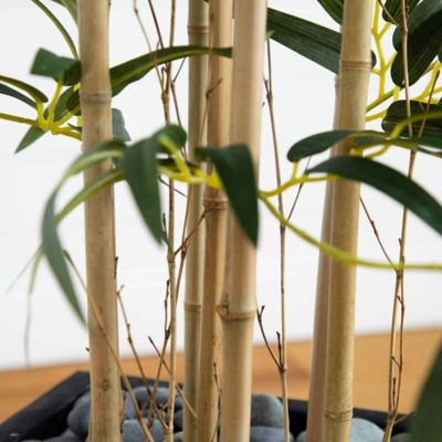 Image showing  5 ft. Artificial Bamboo Tree in Black Wash Planter