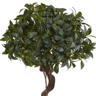Image showing  Artificial 4.5 ft. Sweet Bay Double Topiary Tree in Metal Planter