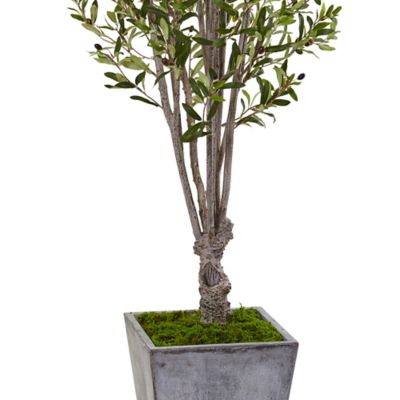 Image showing  6 ft. Artificial Olive Tree in Stone Planter