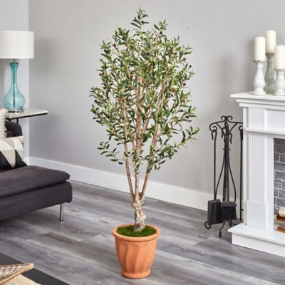 Image showing  5 ft. Artificial Olive Tree in Terracotta Planter