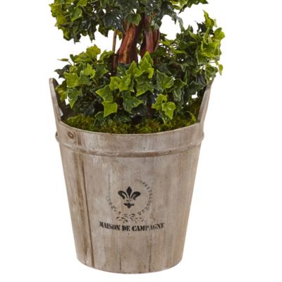 Image showing  4 ft. Artificial English Ivy Tree in Farmhouse Planter, UV Resistant, Indoor/Outdoor