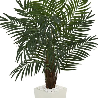 Image showing  5.5 ft. Artificial Areca Palm Tree in White Tower Planter