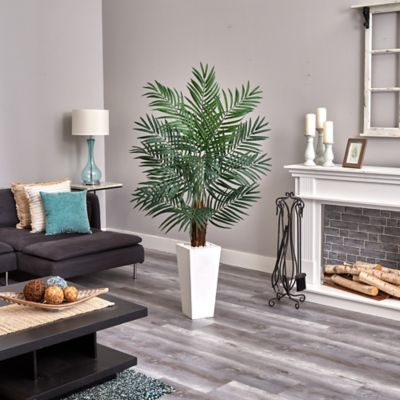 Image showing  5.5 ft. Artificial Areca Palm Tree in White Tower Planter
