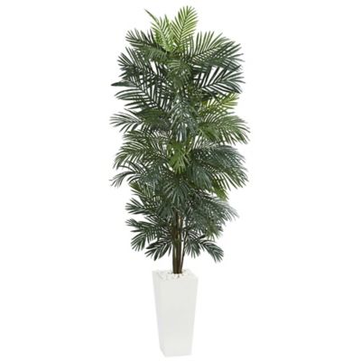 Image showing  7 ft. Artificial Areca Tree in White Tower Planter