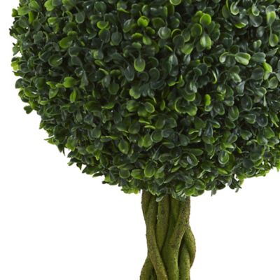 Image showing  3 ft. Artificial Braided Boxwood Topiary Tree in Gray Urn, UV Resistant, Indoor/Outdoor
