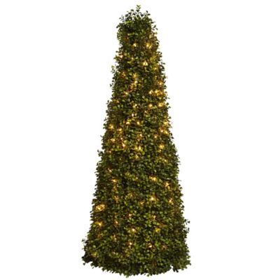 Image showing  39 in. Artificial Boxwood Cone Plant with Lights