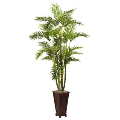 Nearly Natural 6.5 ft. Artificial Areca Tree with Decorative Planter