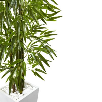 Image showing  5 ft. Artificial Bamboo Tree with White Planter, UV Resistant, Indoor/Outdoor
