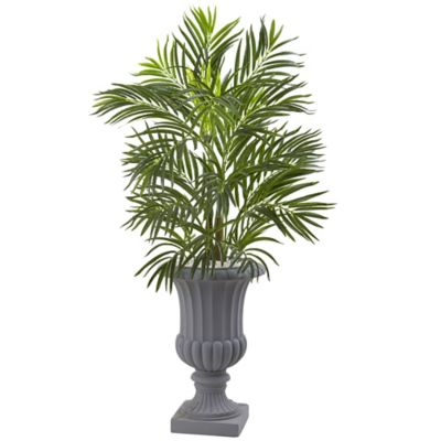 Nearly Natural 3.5 ft. Artificial Areca Palm Tree with Gray Urn, UV Resistant, Indoor/Outdoor