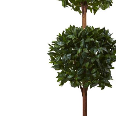 Image showing  6 ft. Artificial Double Ball Topiary Tree with European Barrel Planter