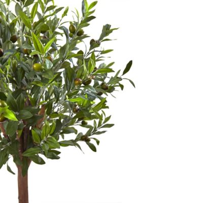 Image showing  4.5 ft. Artificial Olive Topiary Tree with European Barrel Planter