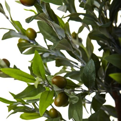 Image showing  4.5 ft. Artificial Olive Topiary Tree with European Barrel Planter