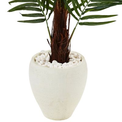Image showing  4.5 ft. Artificial Areca Palm Tree in White Oval Planter