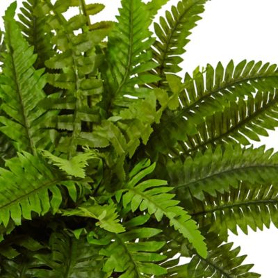 Image showing  Artificial 14 in. Boston Fern Plant in White Planter