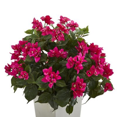 Image showing  Artificial 31 in. Bougainvillea Plant in White Tower Planter