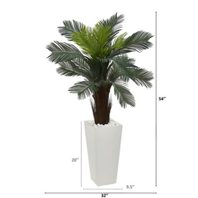 Image showing  4.5 ft. Artificial Cycas Plant in White Tower Planter