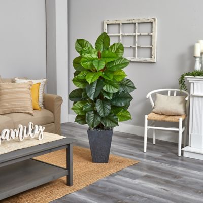 Image showing  Artificial 5 ft. Large Leaf Philodendron Plant in Slate Planter, Real Touch, Green