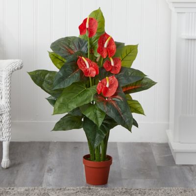 Image showing  3 ft. Artificial Anthurium Silk Plant, Real Touch